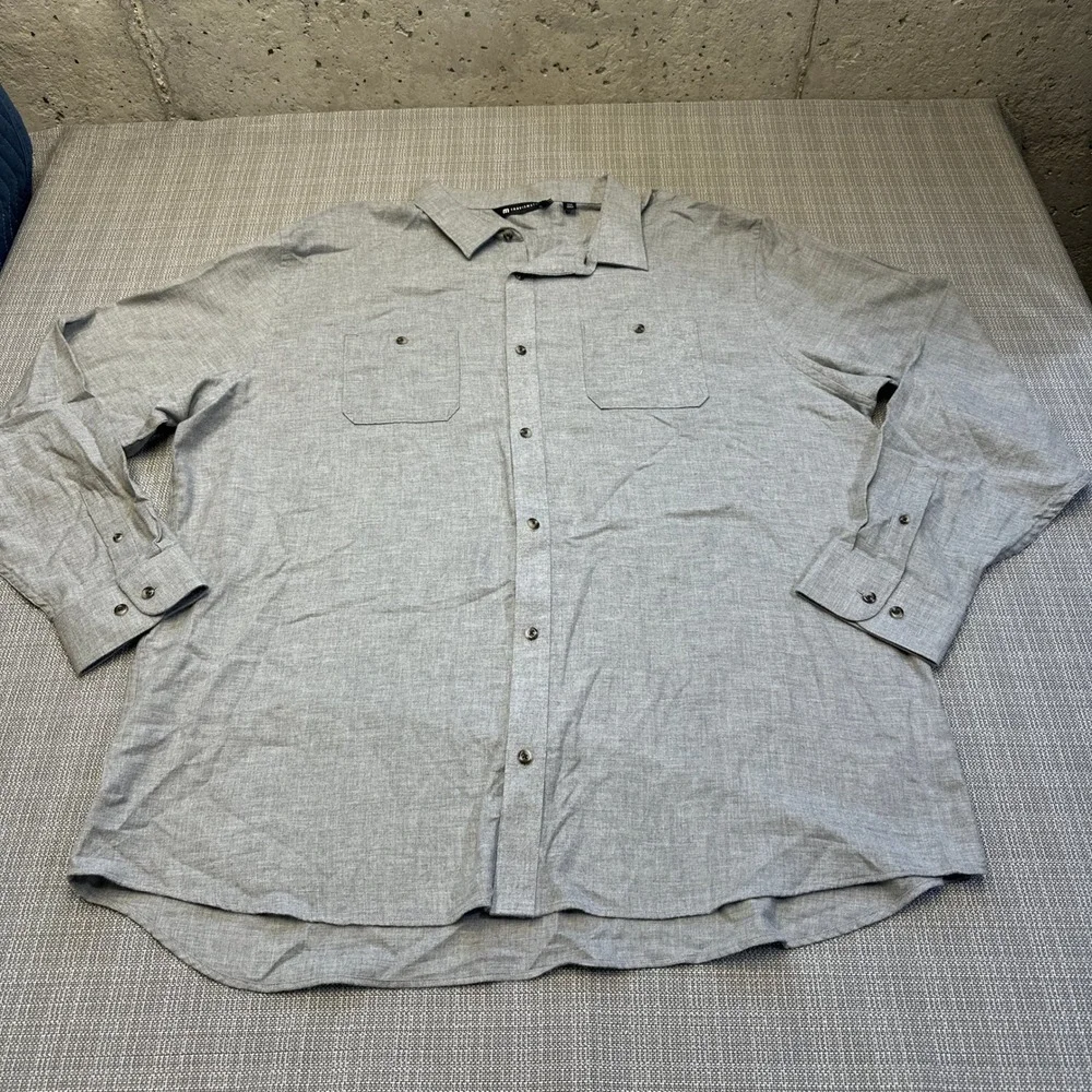TravisMathew Cloud Flannel Shirt Mens XXXL Gray Cotton Long Sleeve Button Down